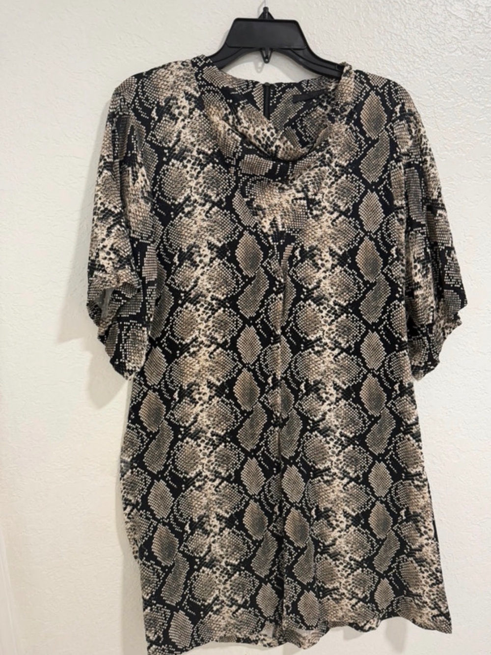 Zara Snake-Print Tunic in Black and Tan
